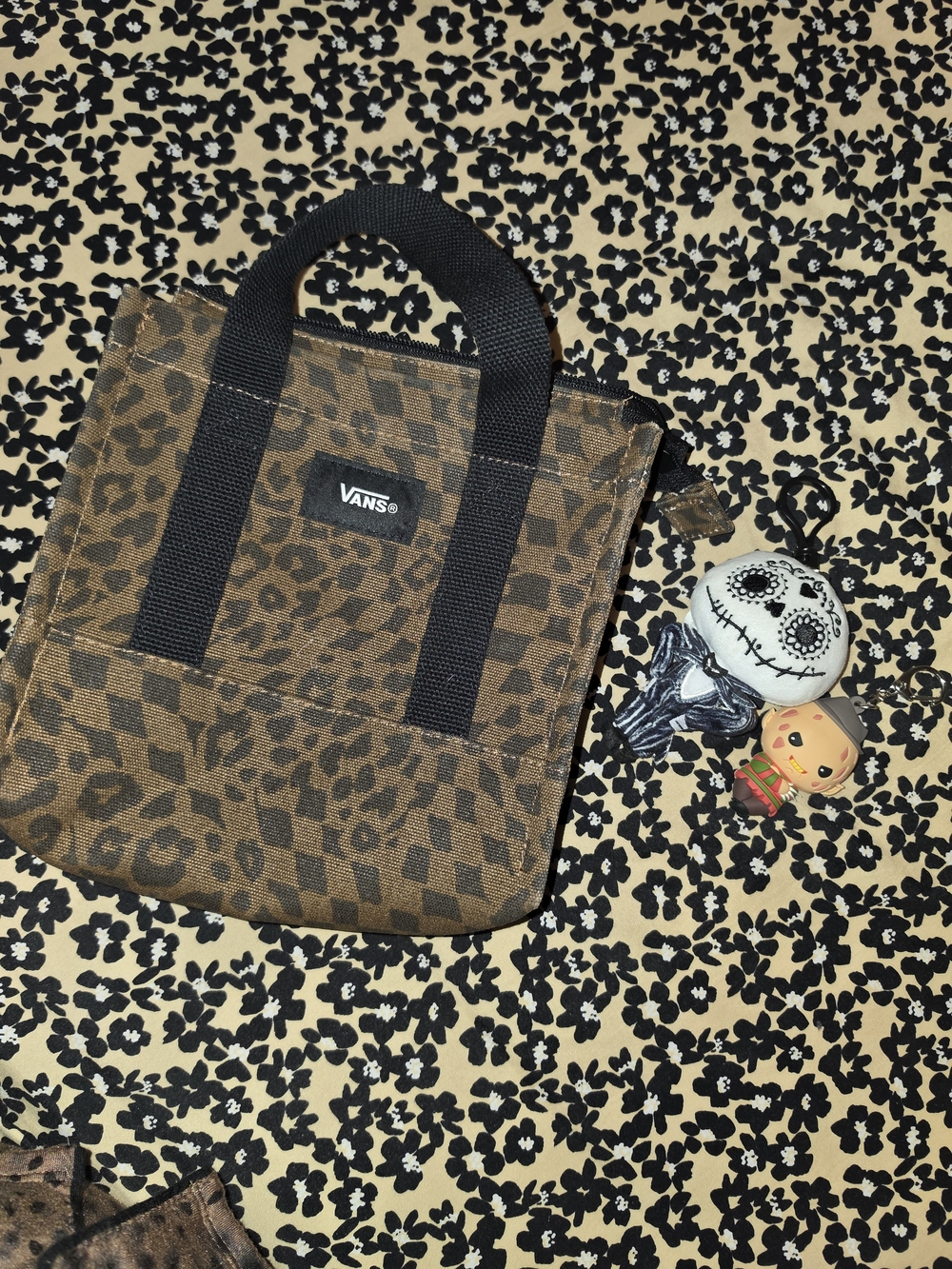 Vans Brown Leopard Print Messenger Tote with Black Straps - Picture 1 of 3